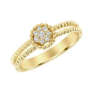 Round Diamond Pave Set 14K (or 18k upon request) Gold Cluster Beaded Ring